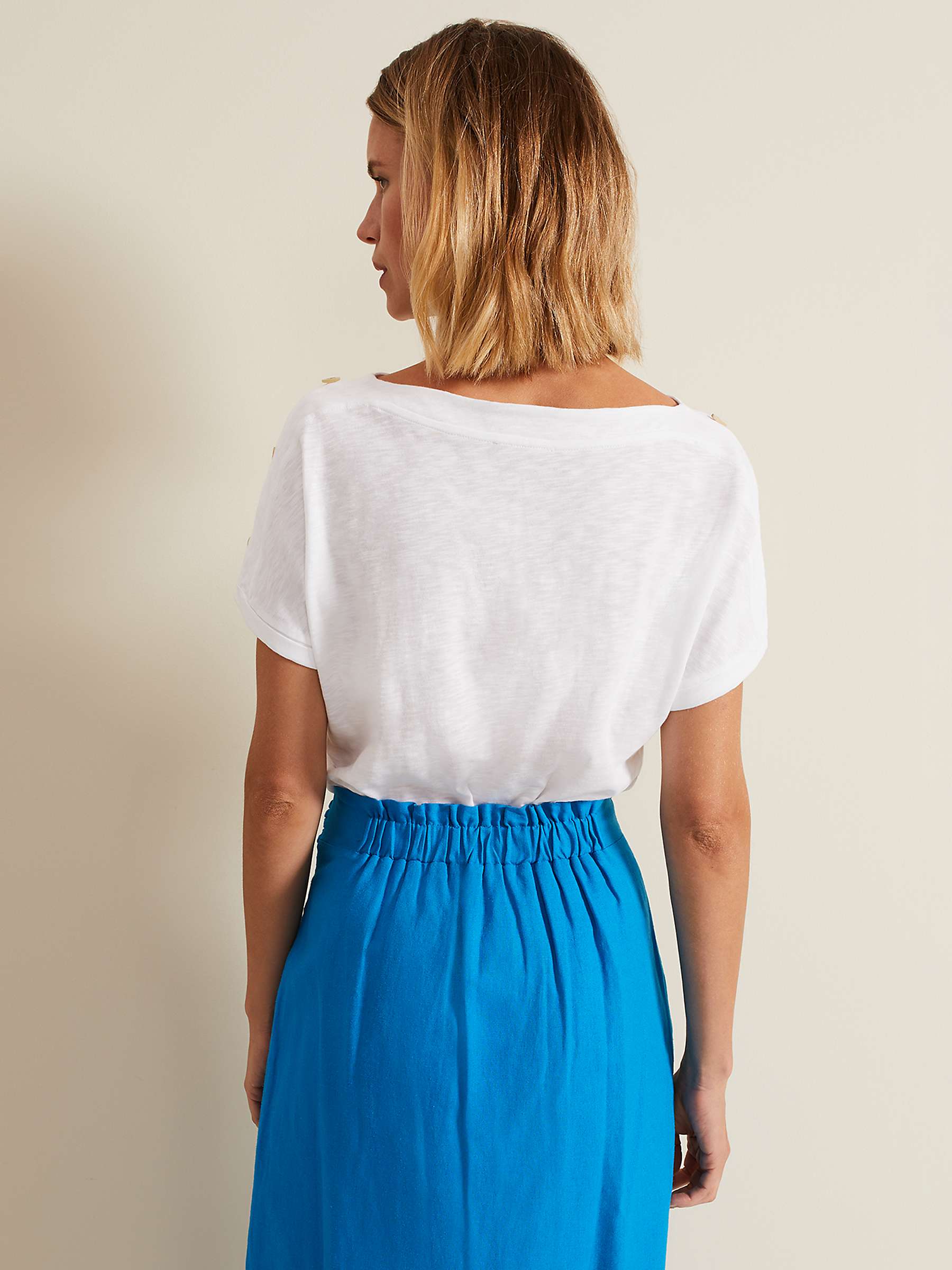 Buy Phase Eight Suzie Button Detail Top, White Online at johnlewis.com