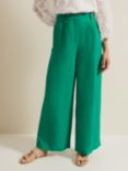 Phase Eight Lottie Linen Blend Wide Leg Trousers, Green