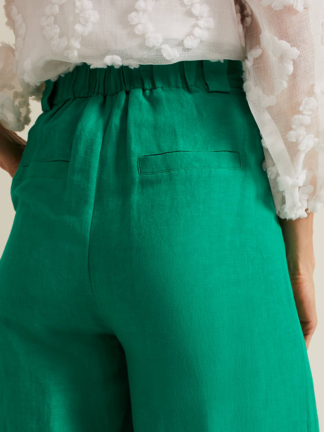 Phase Eight Lottie Linen Blend Wide Leg Trousers, Green