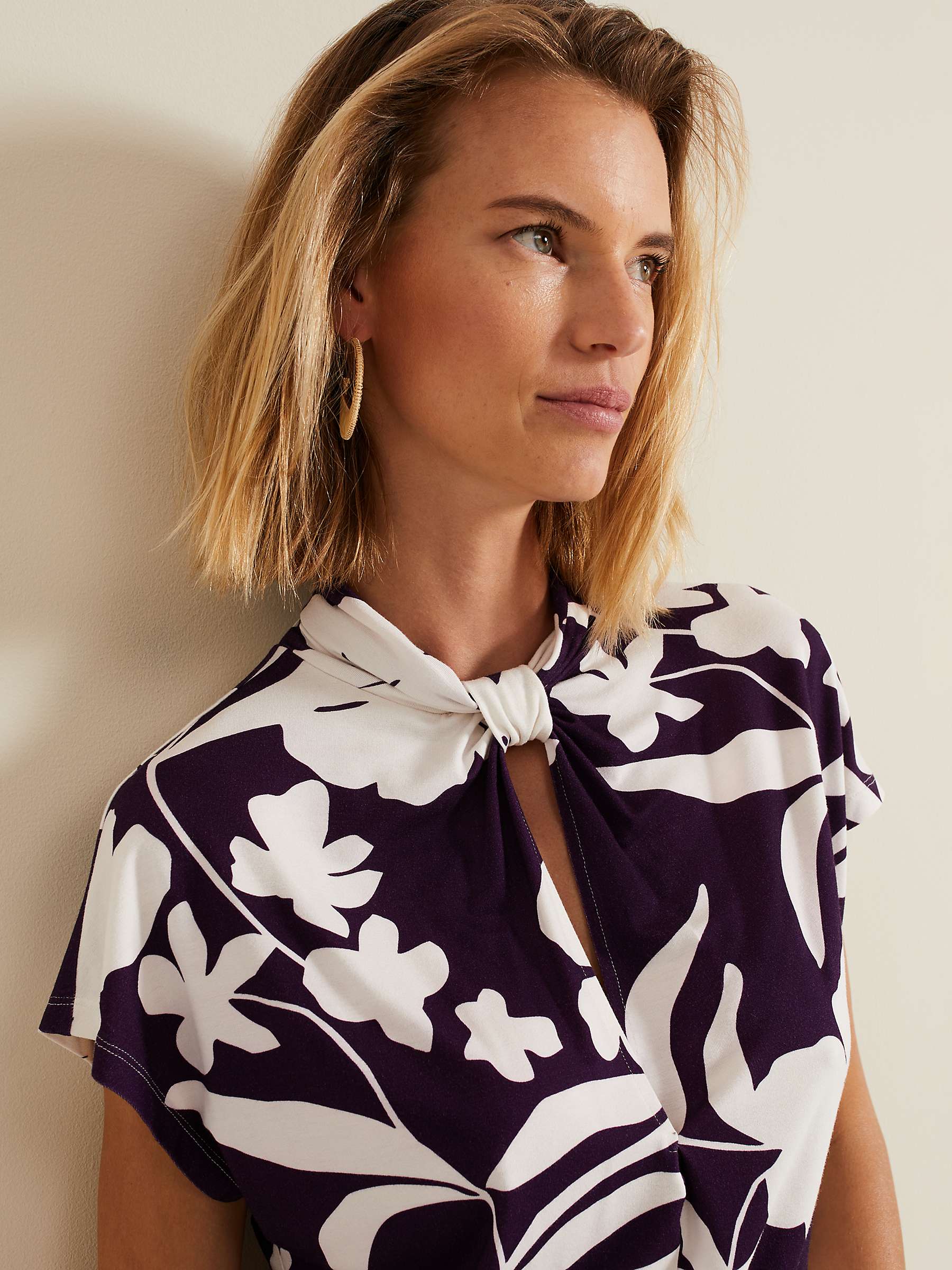 Buy Phase Eight Farley Floral Top, Purple Online at johnlewis.com