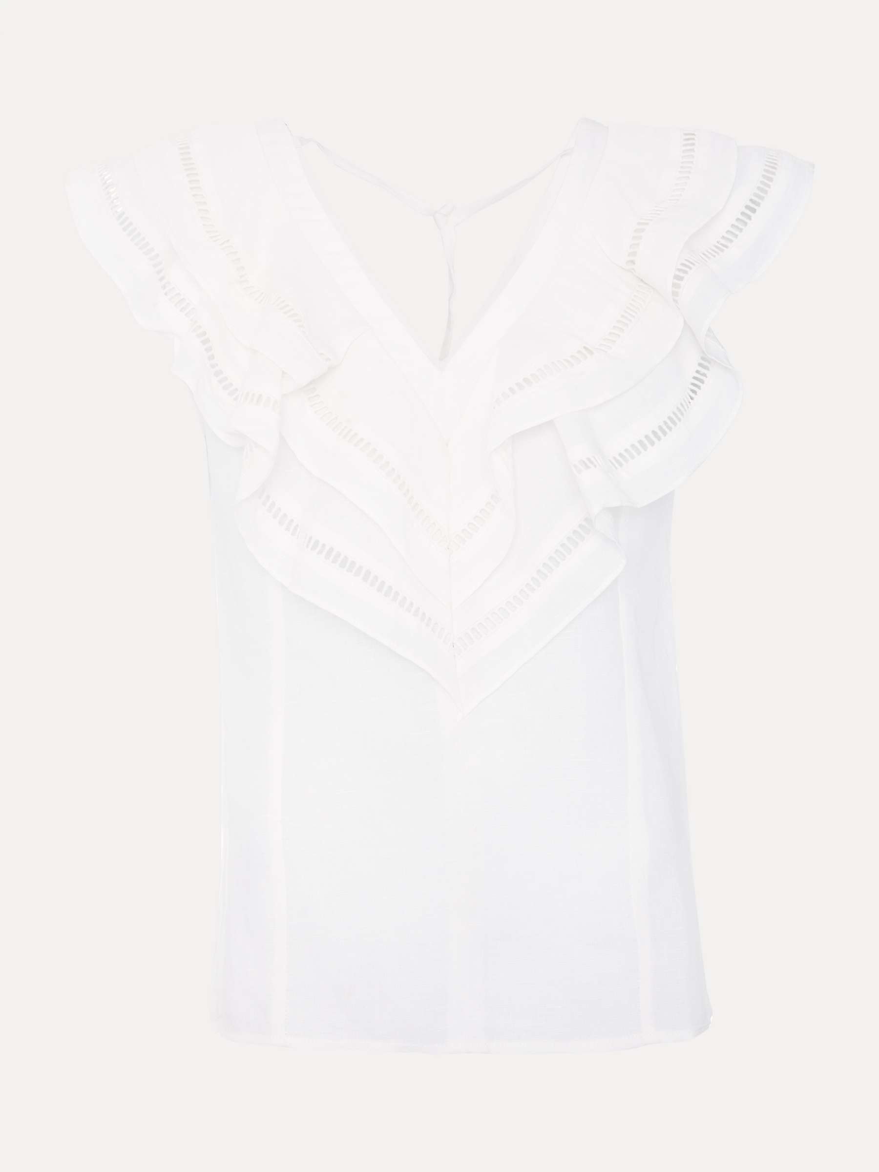 Buy Phase Eight Rosey Embroidered Frill Neck Linen Blend Blouse, White Online at johnlewis.com