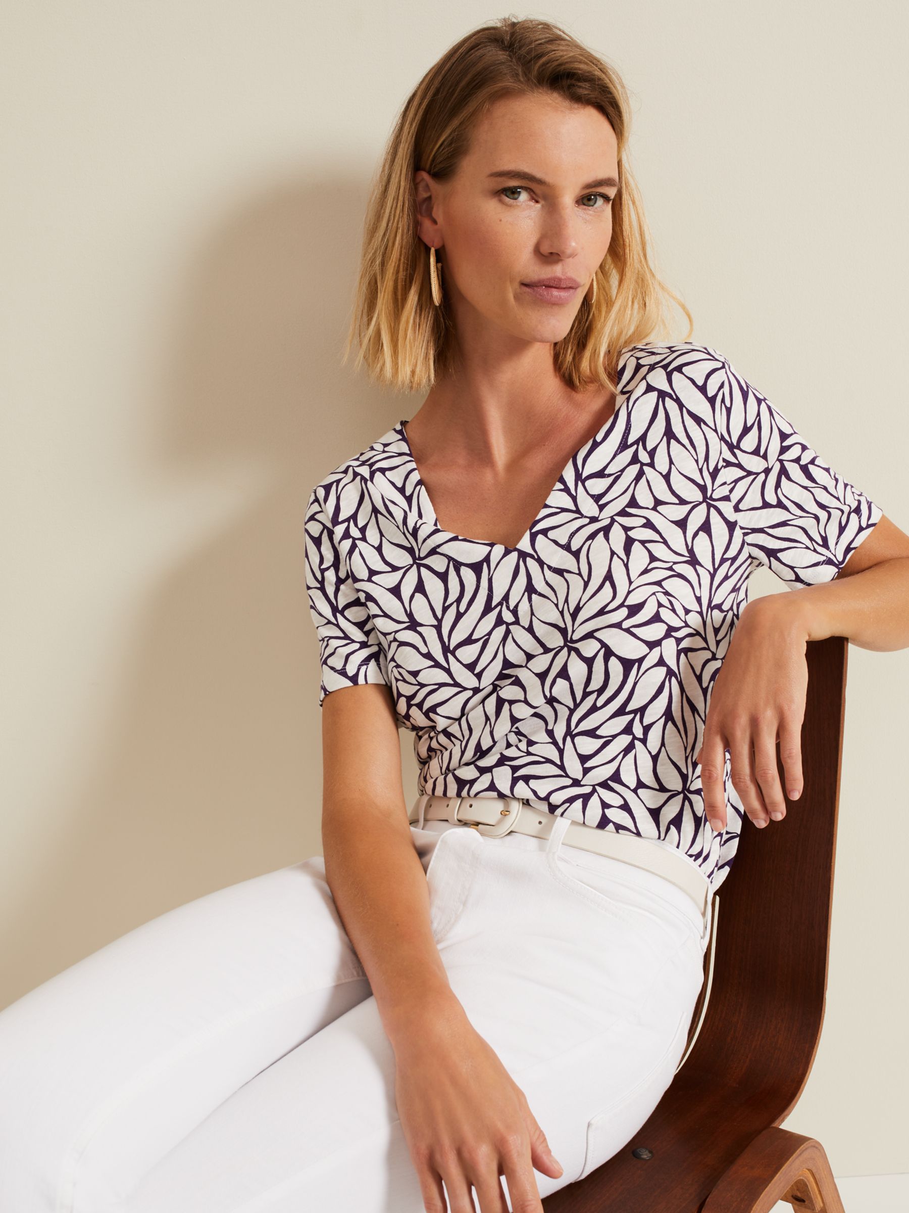 Buy Phase Eight Alice Cotton Leaf Top, Purple Online at johnlewis.com
