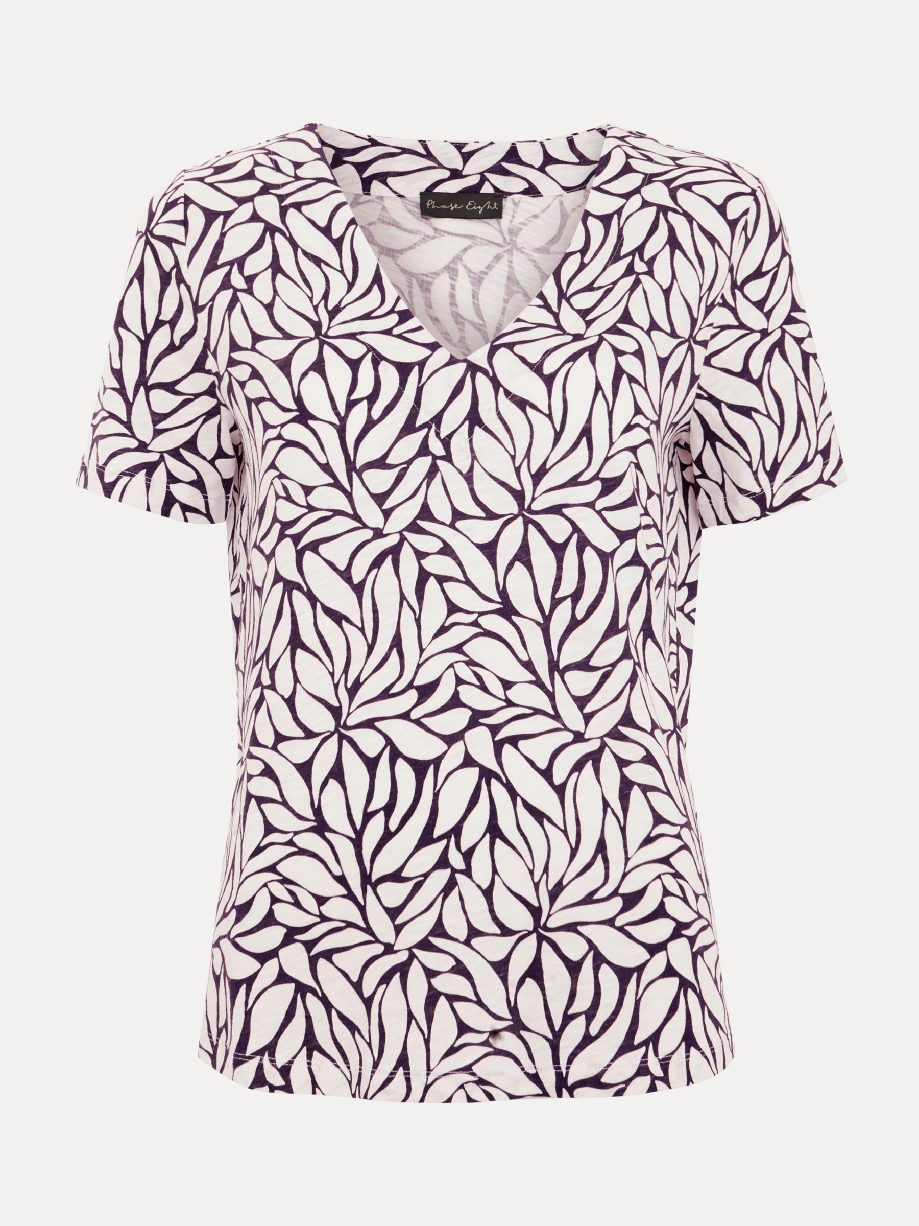 Phase Eight Alice Cotton Leaf Top, Purple, 10