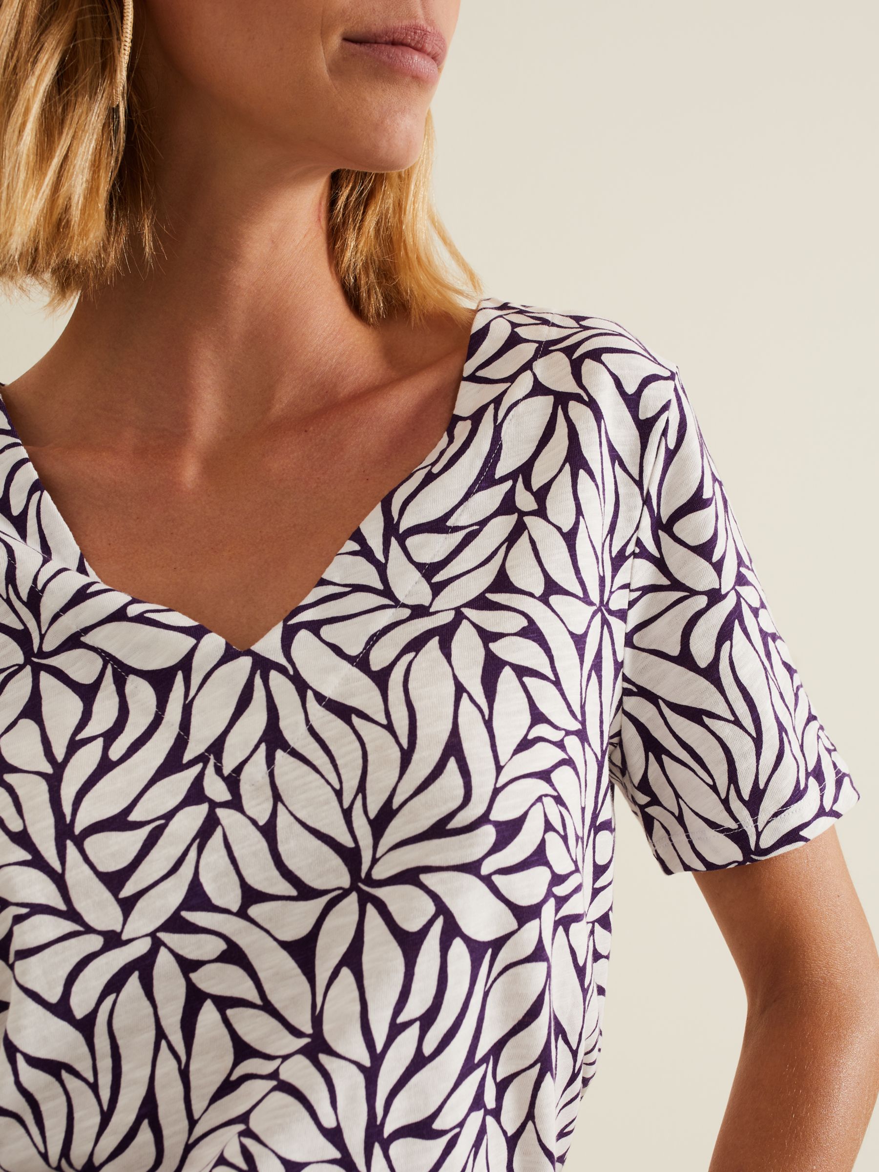 Buy Phase Eight Alice Cotton Leaf Top, Purple Online at johnlewis.com