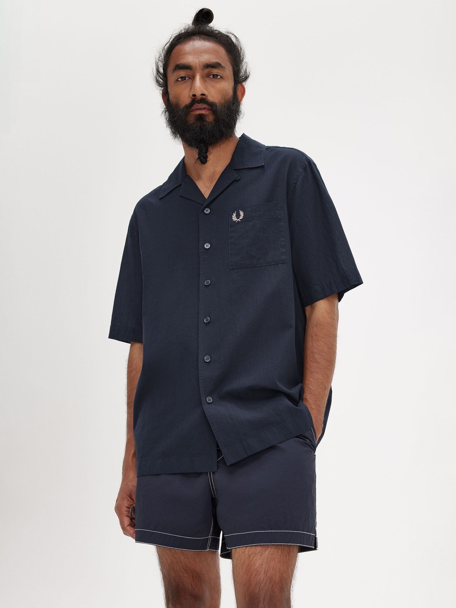 Buy Fred Perry Revere Collar Shirt, Navy Online at johnlewis.com