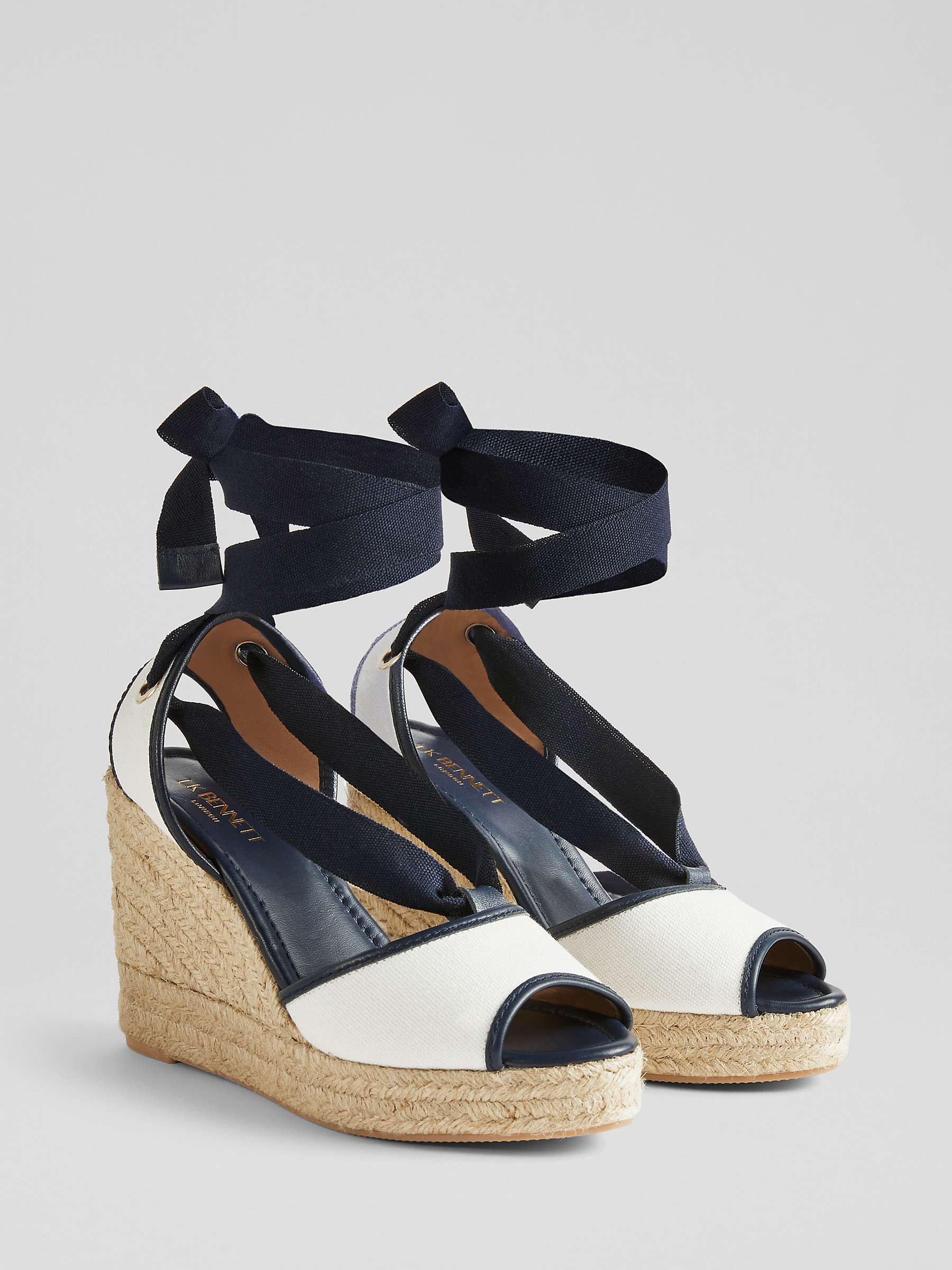 Buy L.K.Bennett Chiara Espadrille Wedge Sandals, Navy/Cream Online at johnlewis.com