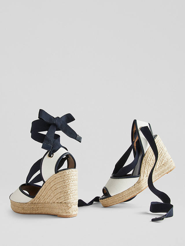 L.K.Bennett Chiara Espadrille Wedge Sandals, Navy/Cream