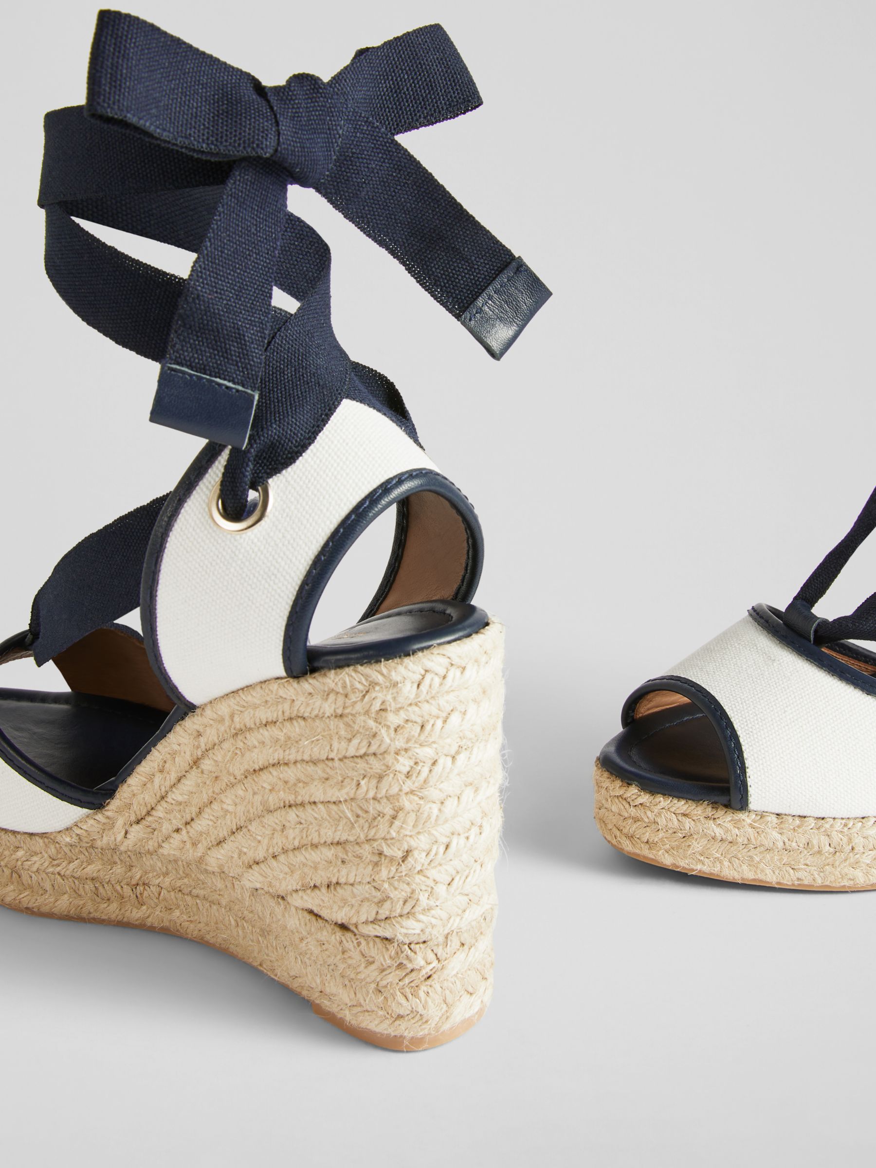 L.K.Bennett Chiara Espadrille Wedge Sandals, Navy/Cream, 2
