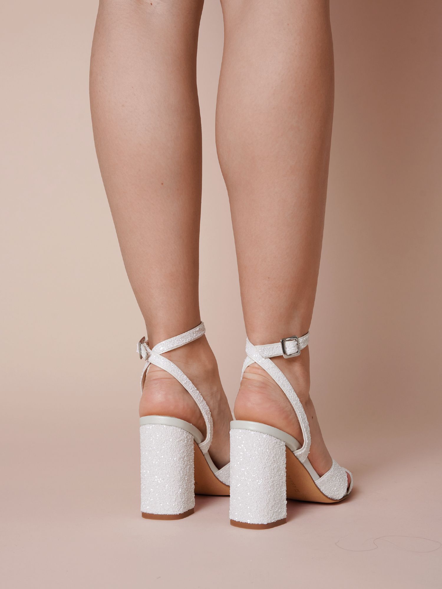 Glitter Wedge Wedding Flip Flops-Pearl- Ivory White Heel