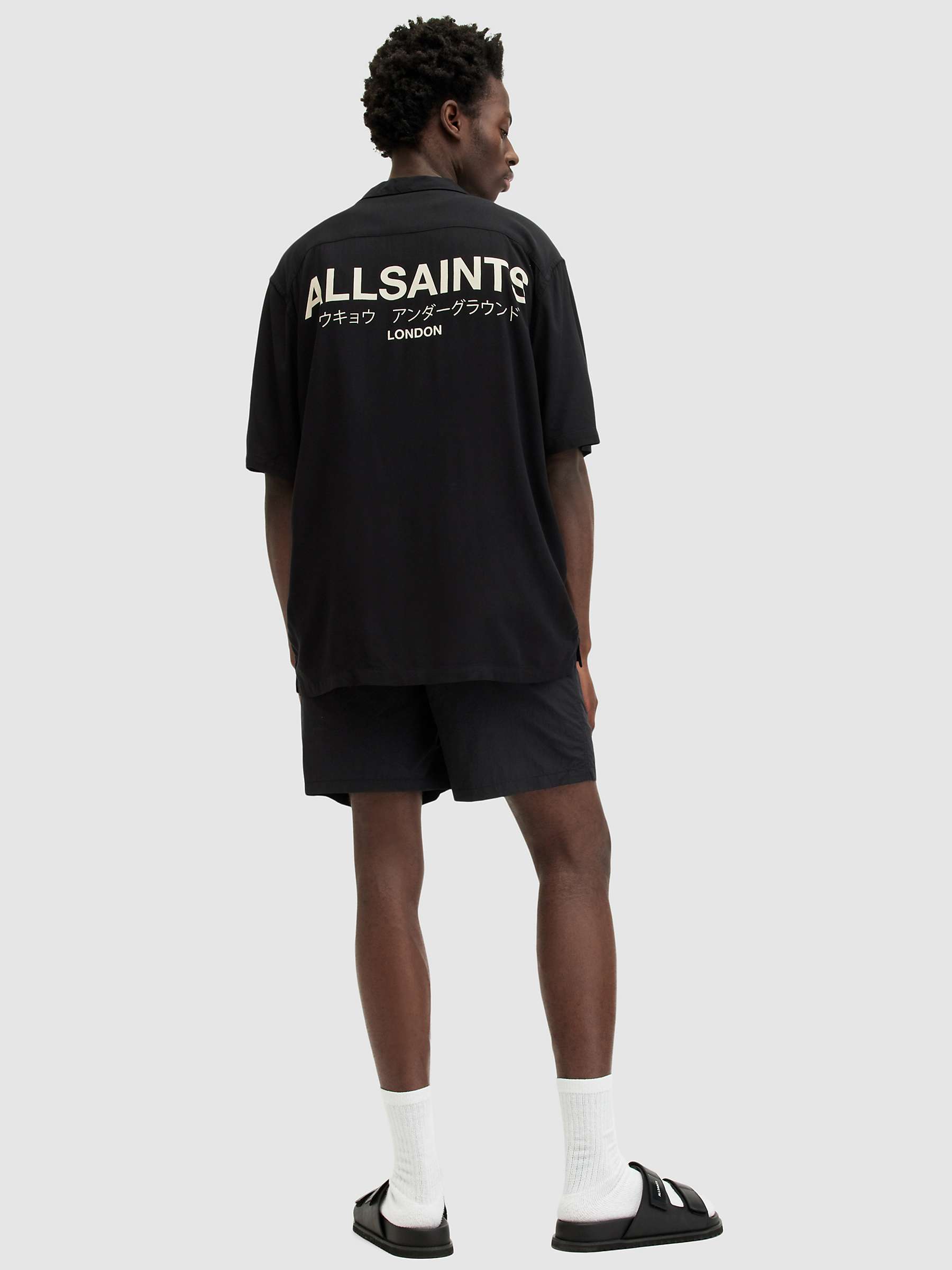 Buy AllSaints Warden Swim Shorts, Jet Black Online at johnlewis.com