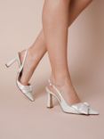 Charlotte Mills Mia Satin Bow Slingback Court Shoes, Ivory Pearl
