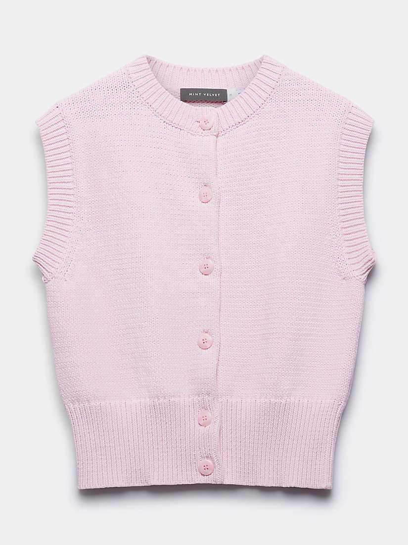 Buy Mint Velvet Cotton Blend Button Vest, Pink Online at johnlewis.com