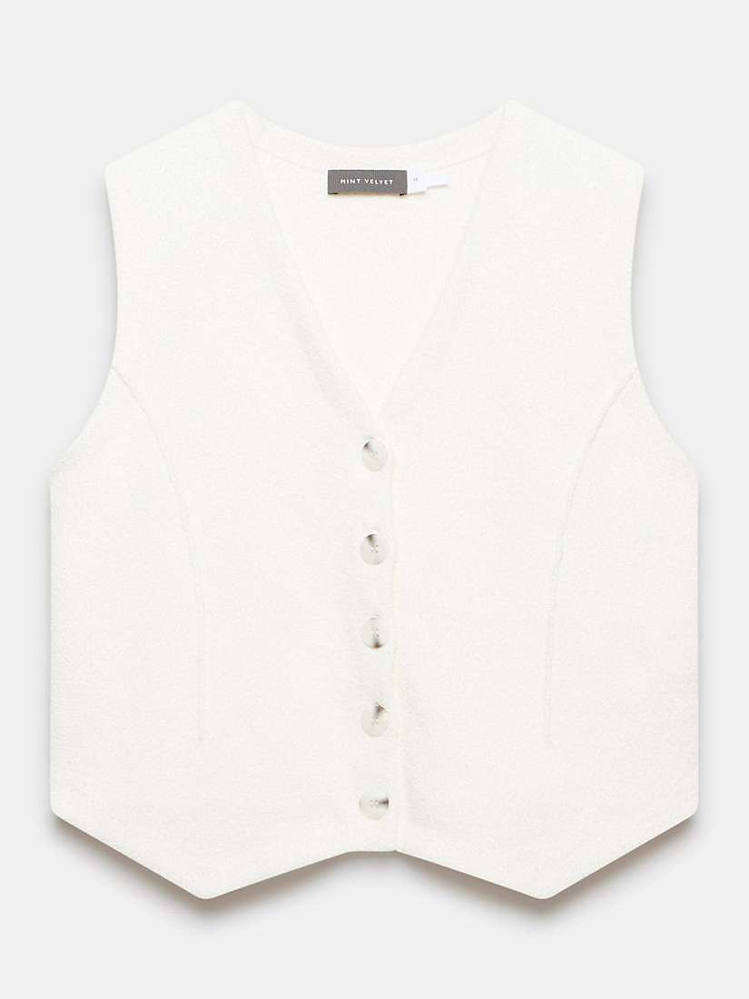 Buy Mint Velvet Button Knit Waistcoat, White Ivory Online at johnlewis.com