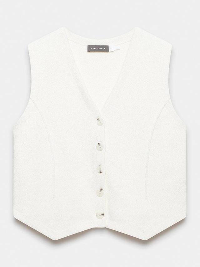 Mint Velvet Button Knit Waistcoat, White Ivory