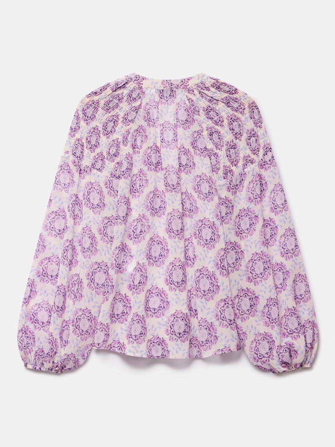 Buy Mint Velvet Floral Print Shirred Shoulder Blouse, Purple/Multi Online at johnlewis.com