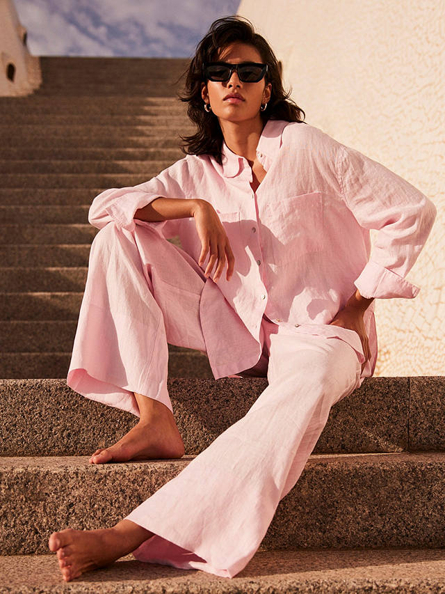 Mint Velvet Relaxed Linen Shirt, Pink