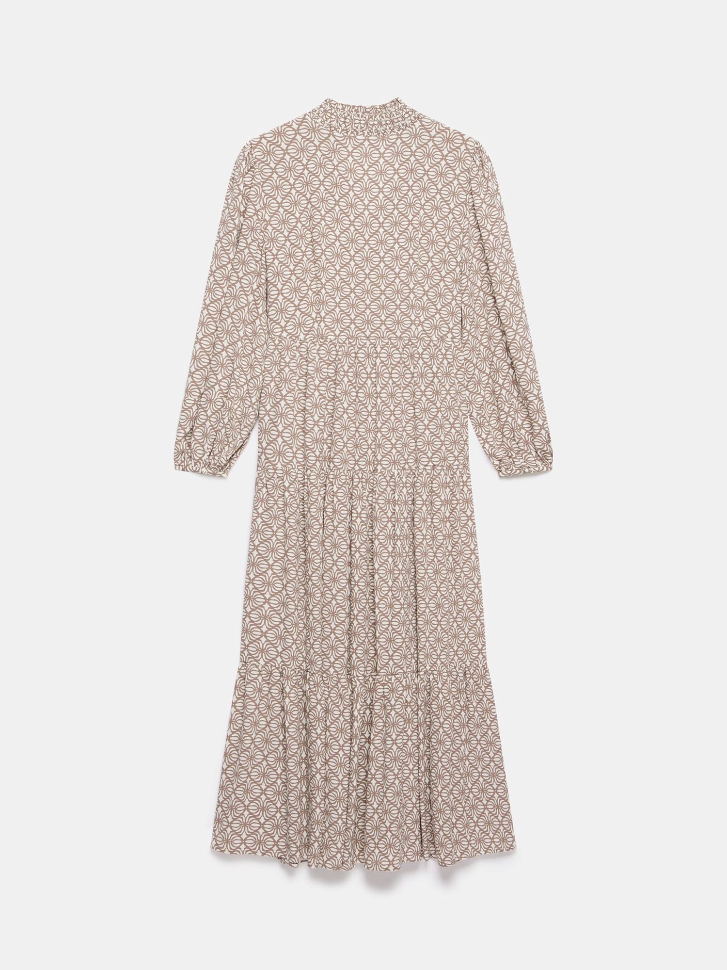 Mint Velvet Geometric Print Maxi Dress, Ivory/Brown, S