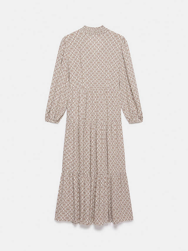 Mint Velvet Geometric Print Maxi Dress, Ivory/Brown