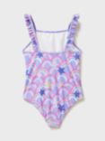 Crew Clothing Kids' Rainbow Print Frill Strap Swimsuit, Multi