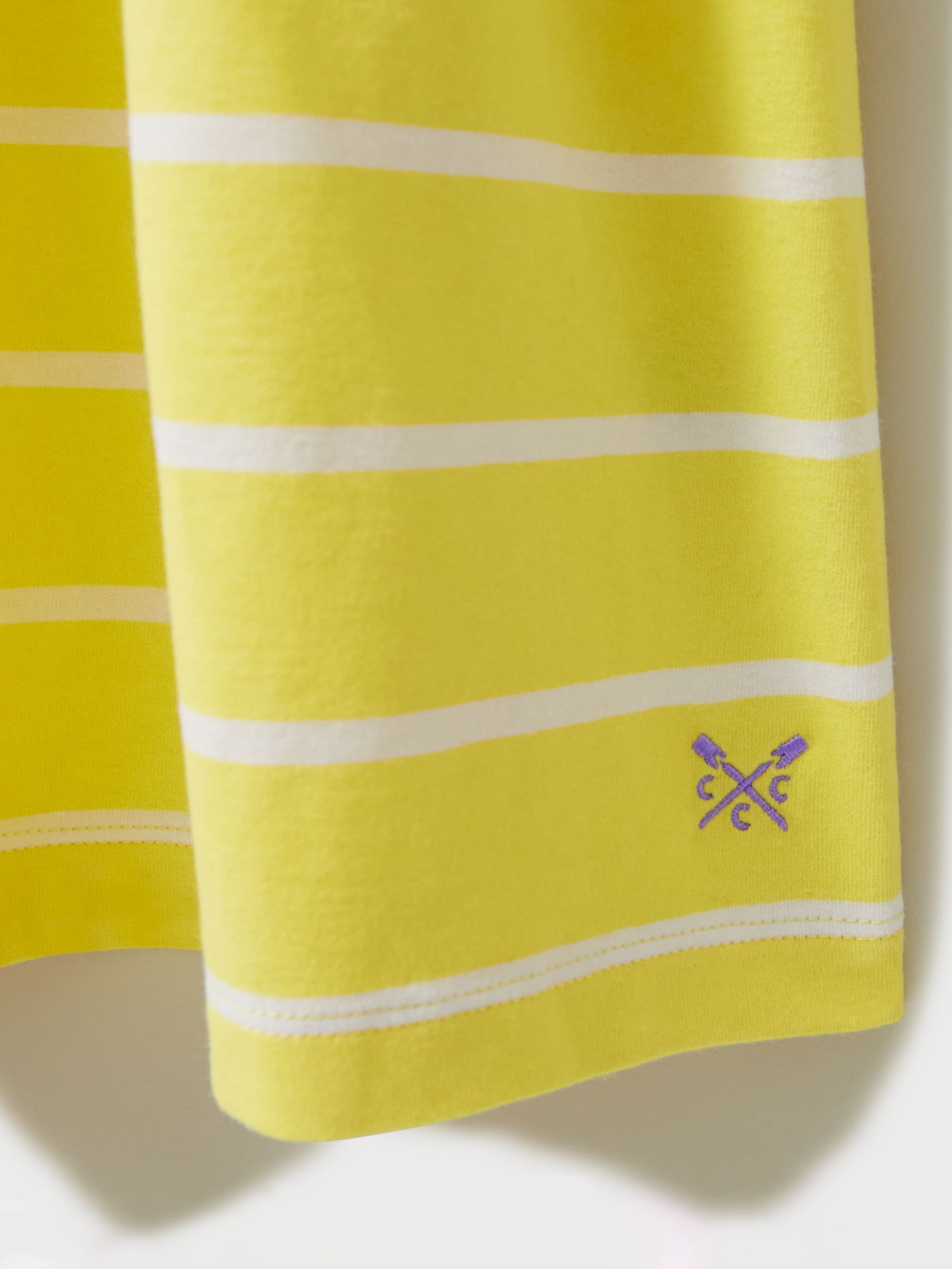 Crew Clothing Kids' Jersey Peter Pan Collar Stripe Dress, Yellow, 3-4 years