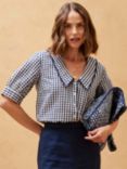 Brora Gingham Ric Rac Shirt, Navy