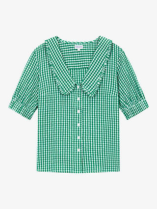 Brora Gingham Chelsea Collar Shirt, Emerald