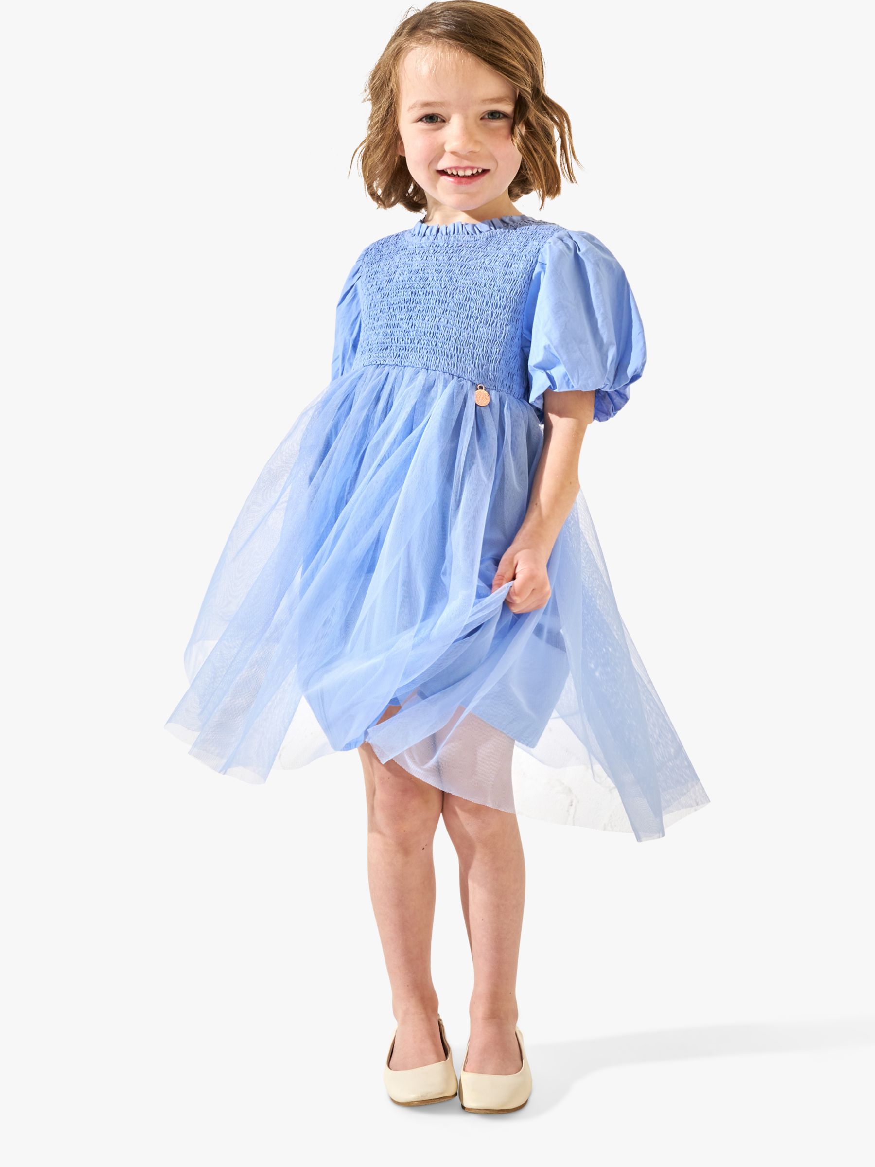 Buy Angel & Rocket Kids' Lyra Shirred Tutu Dress, Blue Online at johnlewis.com