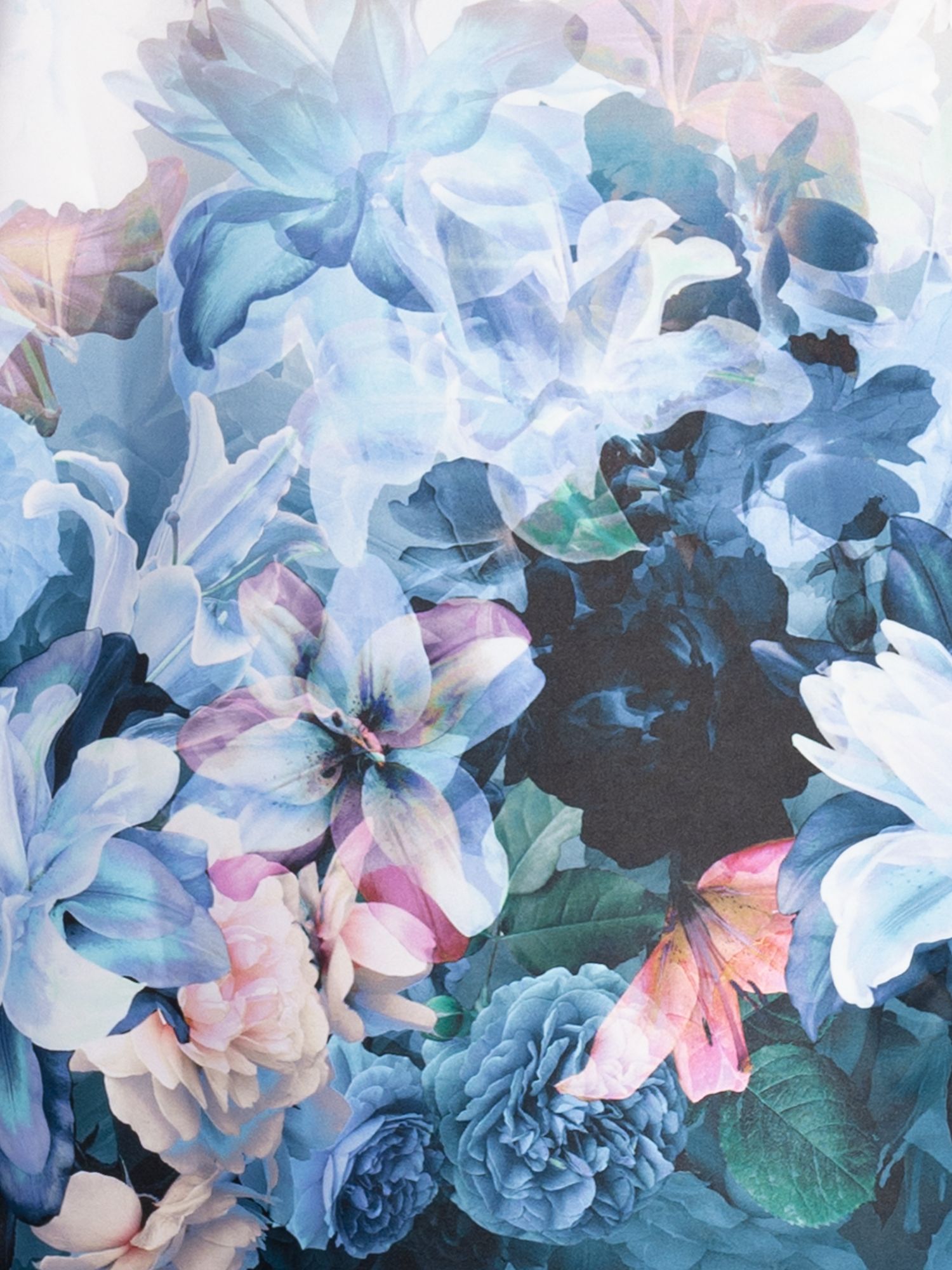 chesca Longline Floral Satin Coat, Lilac/Blue, 12-14