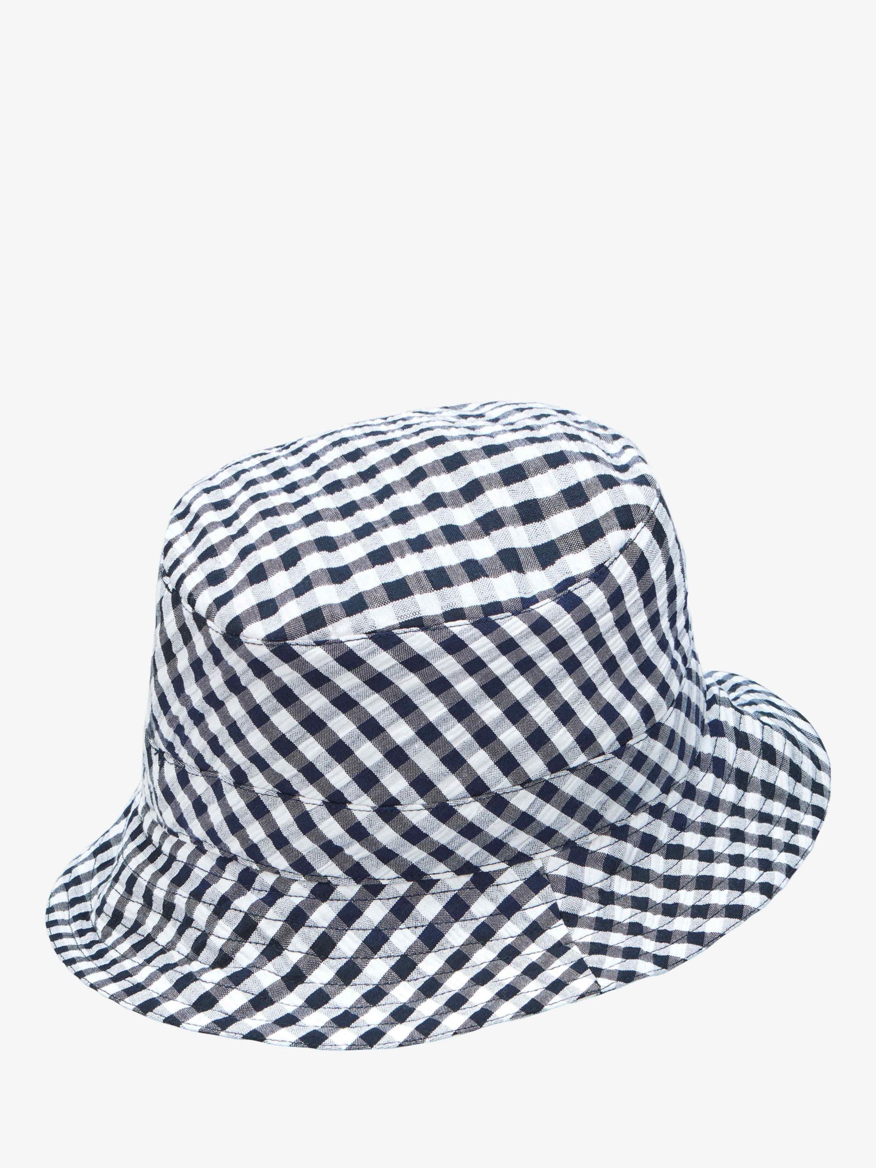Brora Gingham Bucket Hat, Navy, S-M