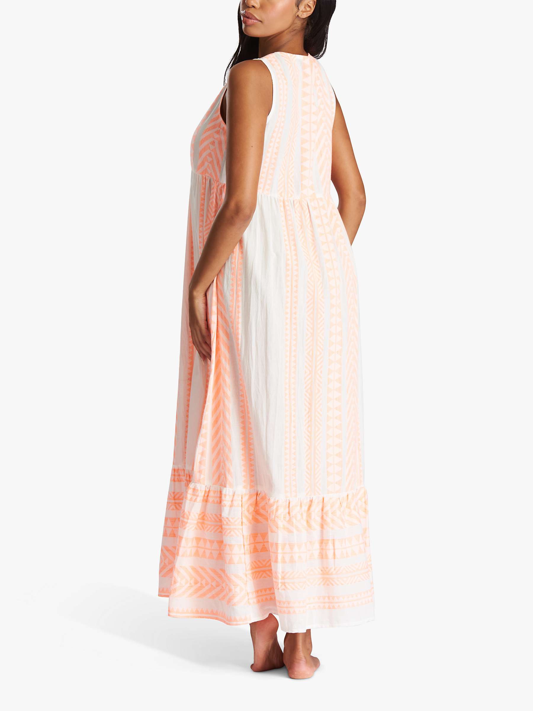 Buy South Beach Tiered Hem Jacquard Maxi Dress, Light Orange/White Online at johnlewis.com
