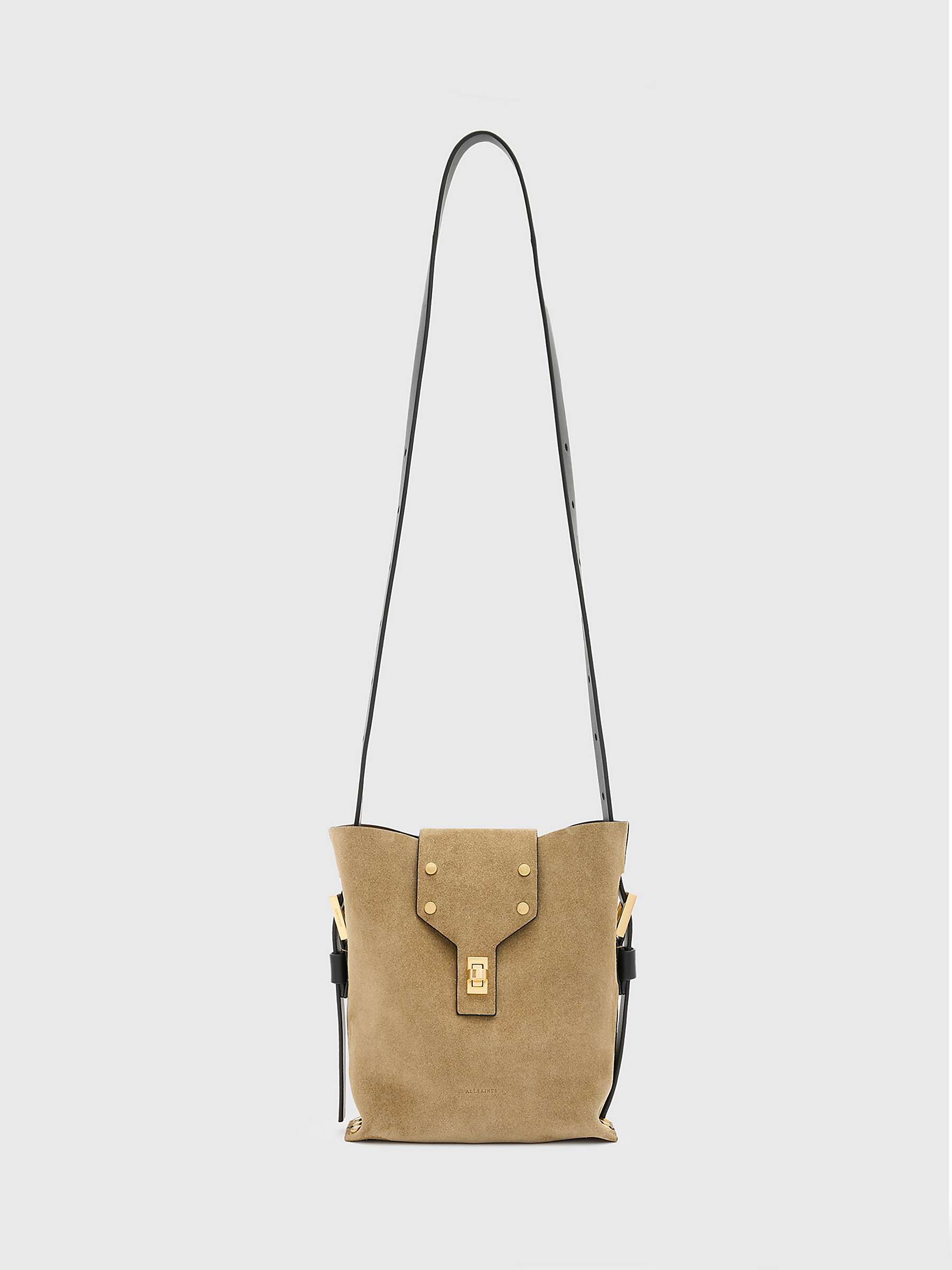 Buy AllSaints Miro Leather Crossbody Bag, Sughero Brown Online at johnlewis.com
