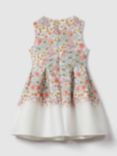 Reiss Kids' Emmie Floral Print Scuba Dress, Pink/Multi