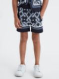 Reiss Kids' Jack Abstract Knit Shorts, Navy/Multi