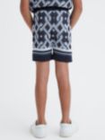 Reiss Kids' Jack Abstract Knit Shorts, Navy/Multi