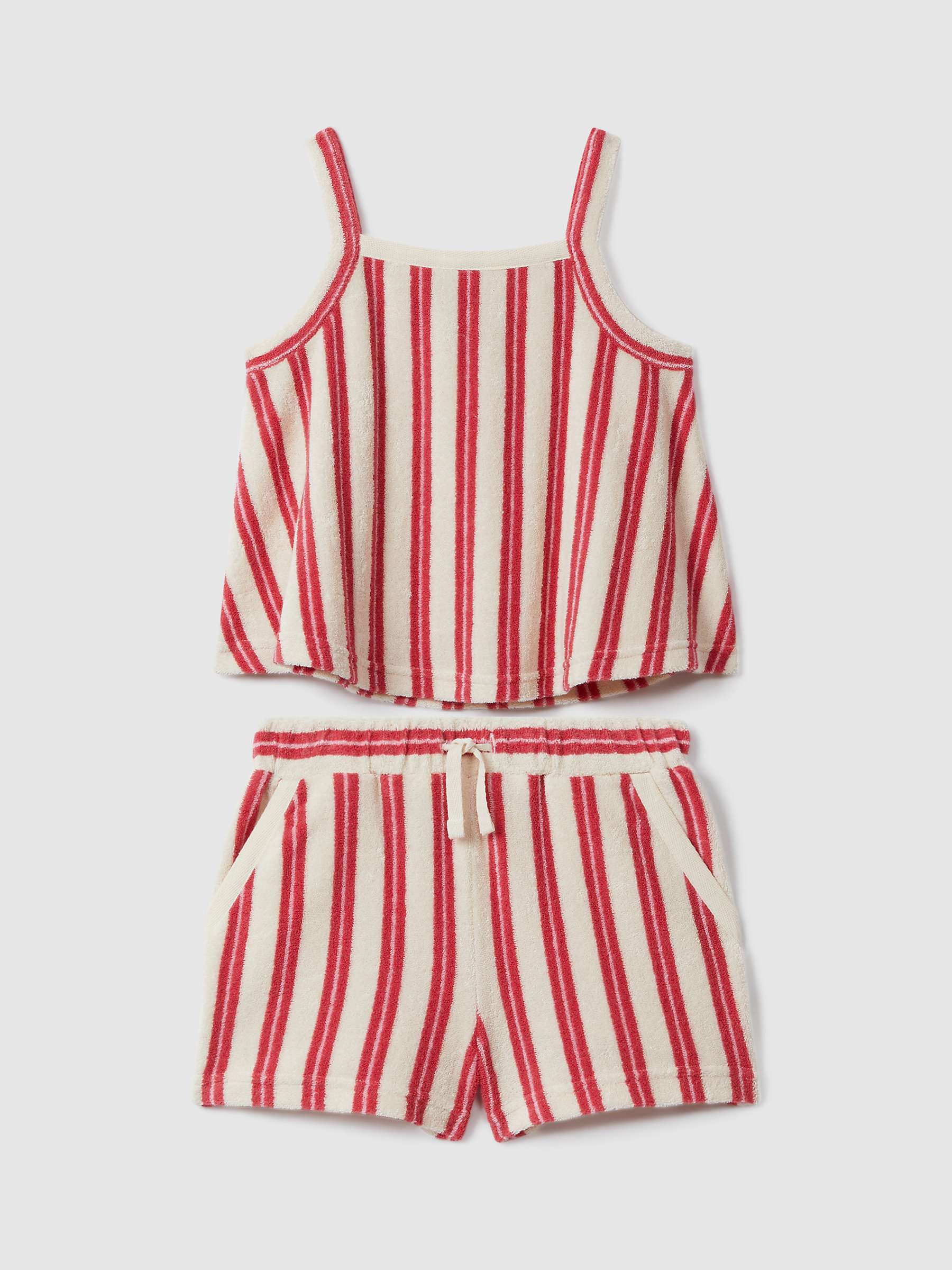 Buy Reiss Kids' June Towelling Stripe Vest Top & Shorts Set, Pink/Multi Online at johnlewis.com
