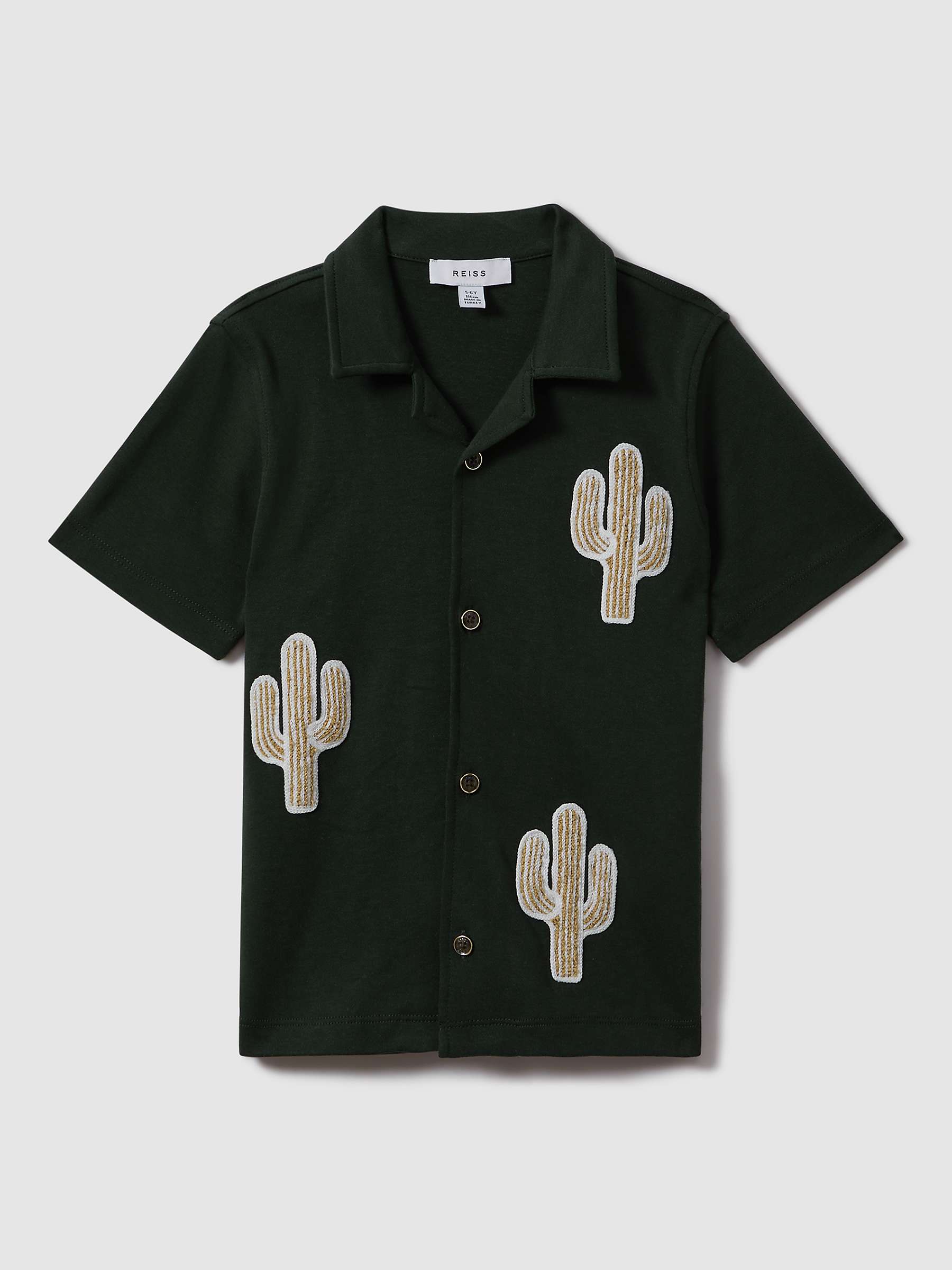 Buy Reiss Stan Embroidered Cactus Cuban Shirt, Dark Green/Multi Online at johnlewis.com