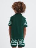 Reiss Kids' Hyde Knit Cuban Collar Button Through Shirt, Green/Multi