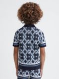 Reiss Kids' Hyde Knit Cuban Collar Button Through Shirt