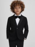 Reiss Kids' Knightsbridge Tuxedo Satin Single Breasted Blazer, Black