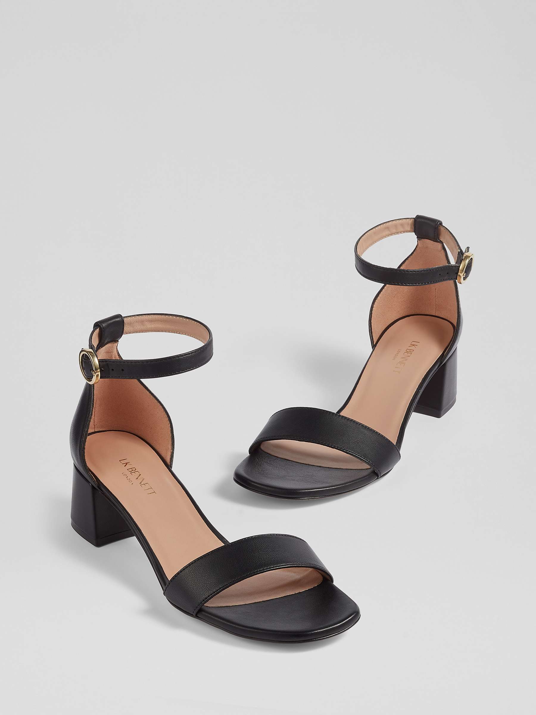 Buy L.K.Bennett Nanette Nappa Leather Block Heel Sandals, Black Online at johnlewis.com
