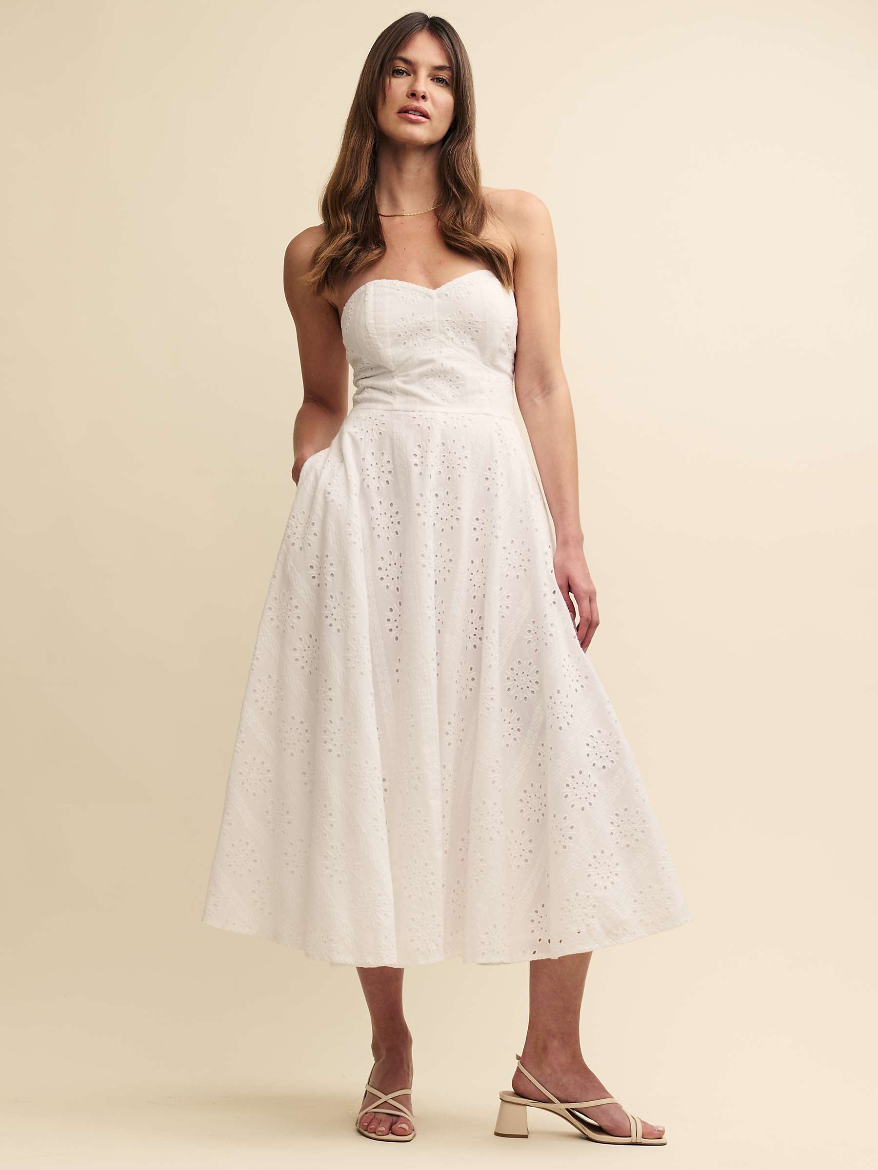 Buy Nobody's Child Aurora Broderie Anglaise Bandeau Midi Dress, White Online at johnlewis.com