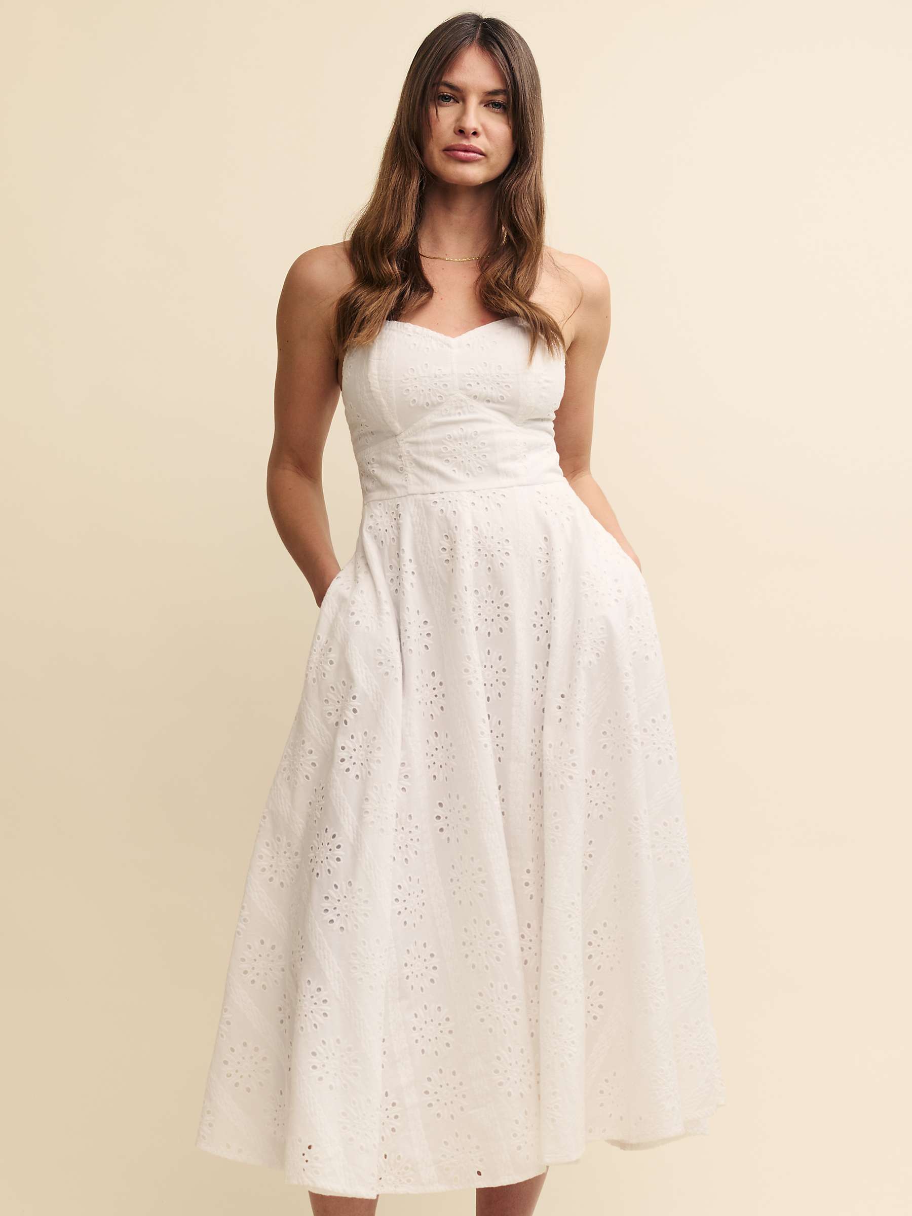Buy Nobody's Child Aurora Broderie Anglaise Bandeau Midi Dress, White Online at johnlewis.com