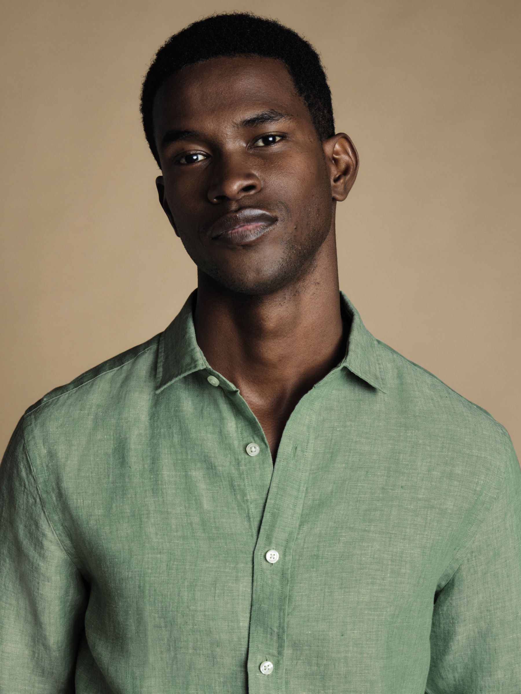 Charles Tyrwhitt Slim Fit Linen Shirt, Light Green, S