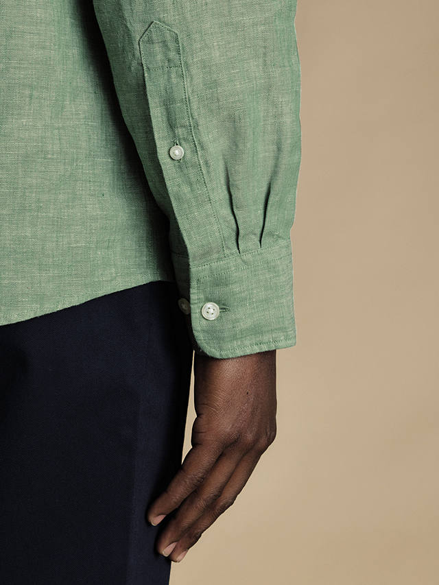 Charles Tyrwhitt Slim Fit Linen Shirt, Light Green