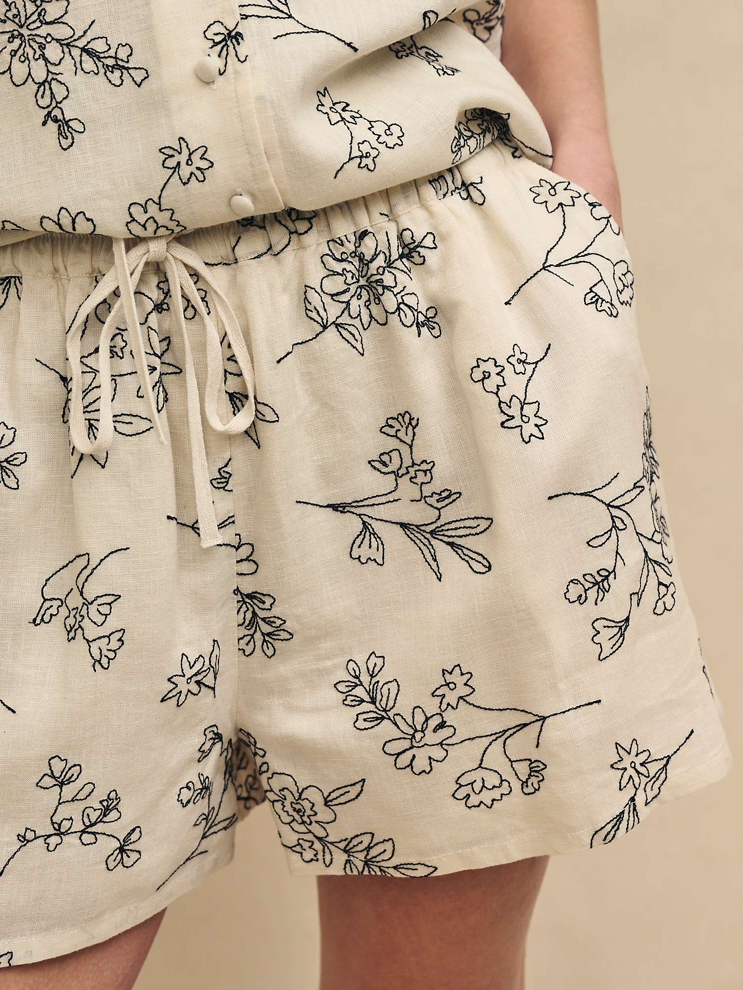 Buy Nobody's Child Lettie Embroidered Shorts, Cream Online at johnlewis.com
