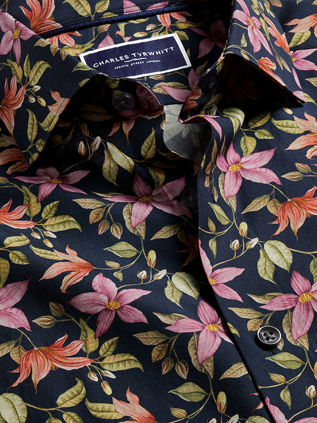 Charles Tyrwhitt Large Floral Liberty Print Slim Fit Shirt, Navy/Multi
