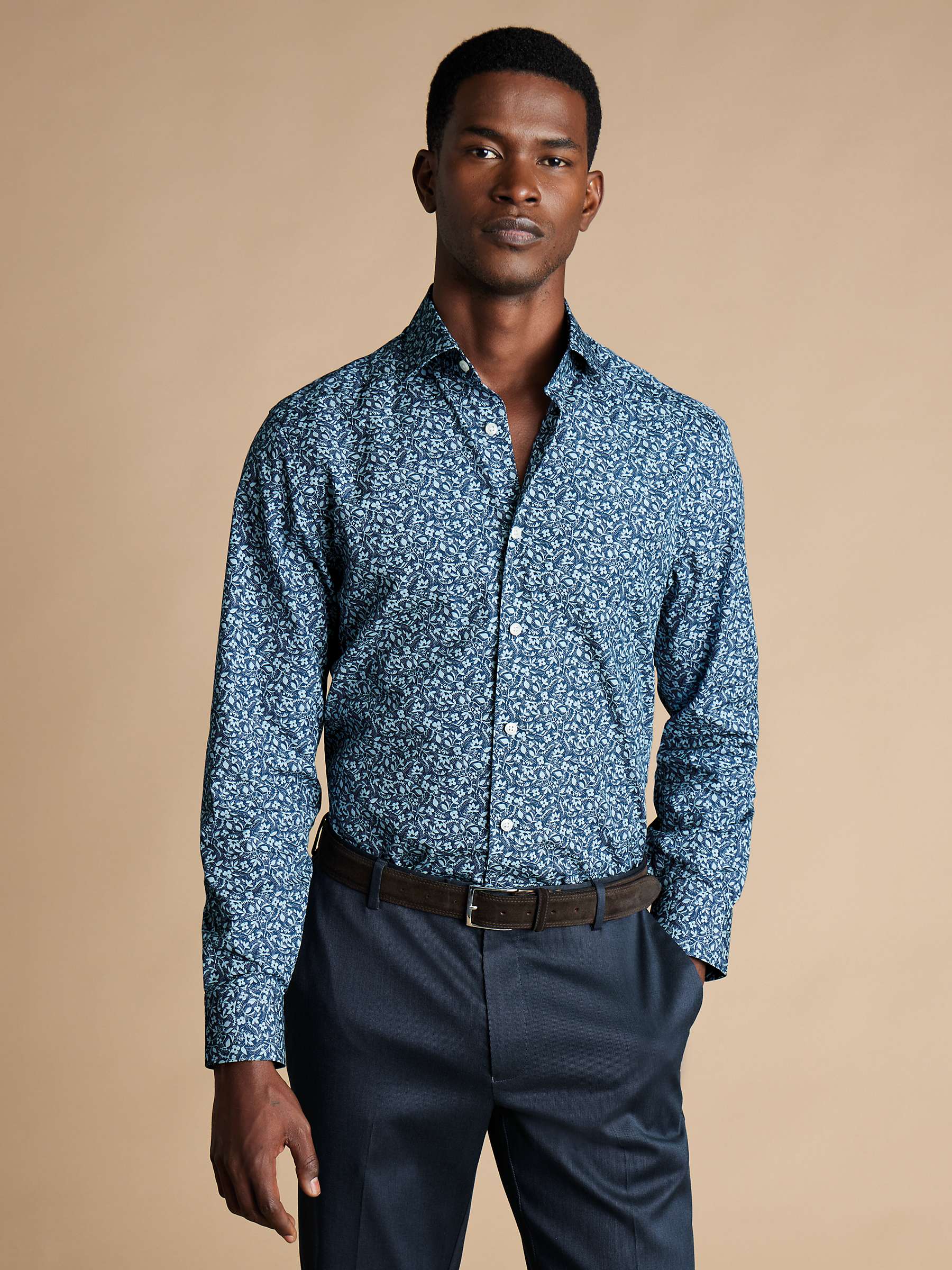 Buy Charles Tyrwhitt Classic Fit Floral Liberty Print Shirt, Steel Blue Online at johnlewis.com