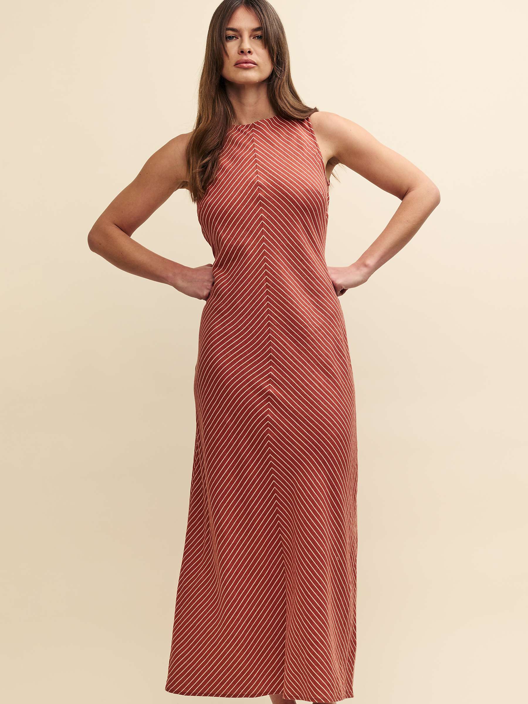 Buy Nobody's Child Lia Bias Stripe Midaxi Dress, Rust Online at johnlewis.com