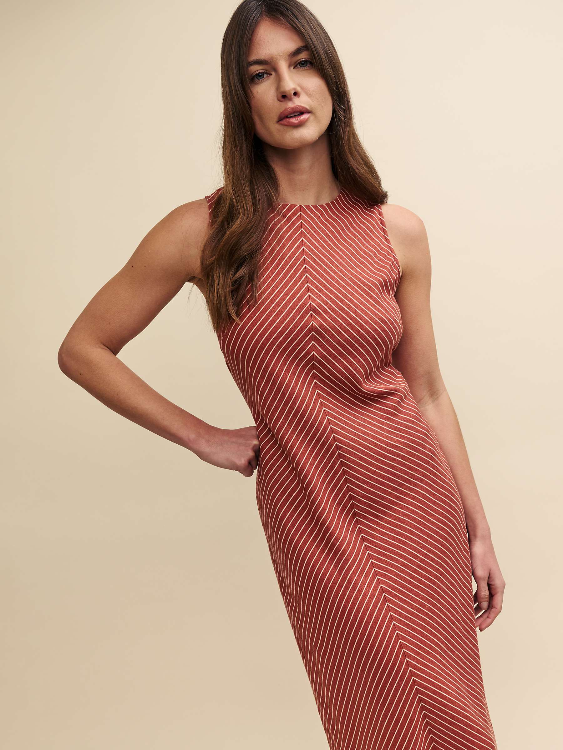 Buy Nobody's Child Lia Bias Stripe Midaxi Dress, Rust Online at johnlewis.com