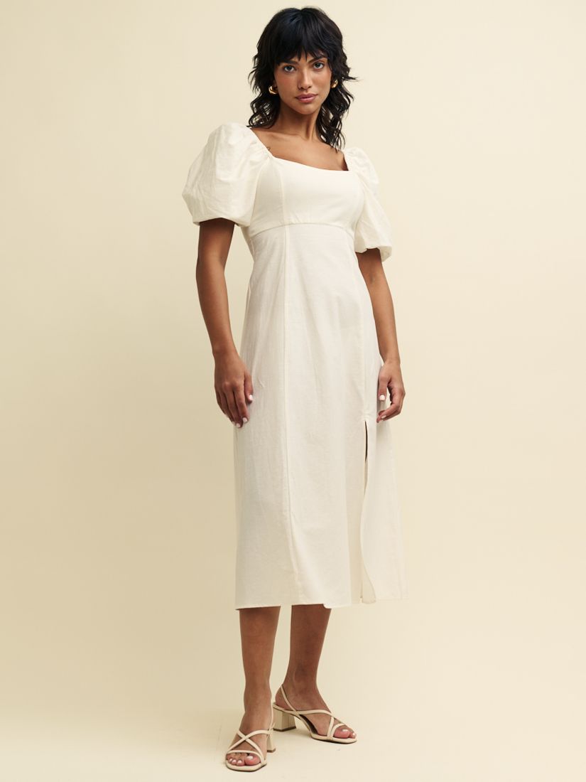 Cream Linen-blend Betty Aline Shift Dress